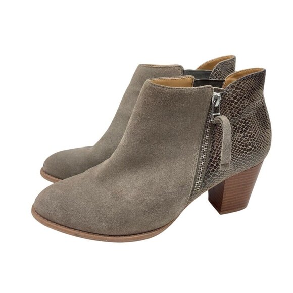 *Vionic Anne Ankle Boots Womens Size 10W Gray Suede Leather Snake Ortho Comfort - Picture 9 of 11